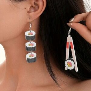 Sushi Earrings Foodie Dangle Drop Earrings Kawaii Funky Quirky‎ Novelty